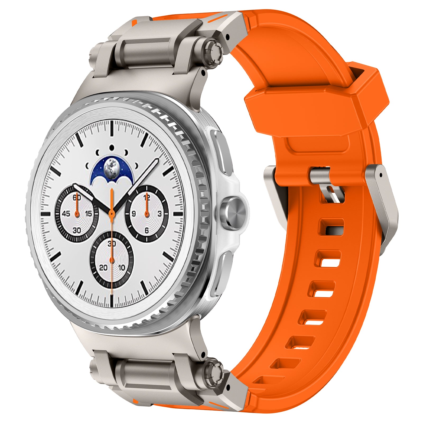 Samsung Galaxy Watch 8 - 40mm 'Explorer' Silicone Strap (Orange with Titanium)