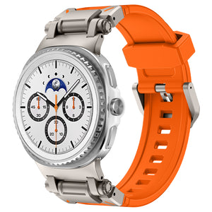 Bracelet silicone 'Explorer' Samsung Galaxy Watch 8 Classic (orange avec titane)