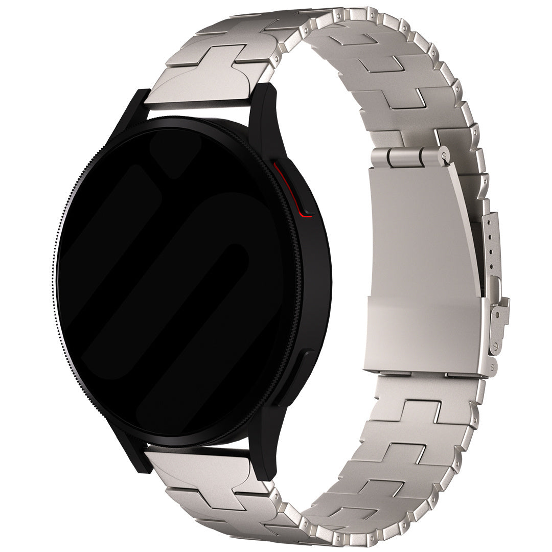 Butterfly Titanium Strap, on a watch, 3/4 front view