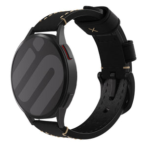 Bracelet cuir authentique Huawei Watch 5 - 42mm (noir)