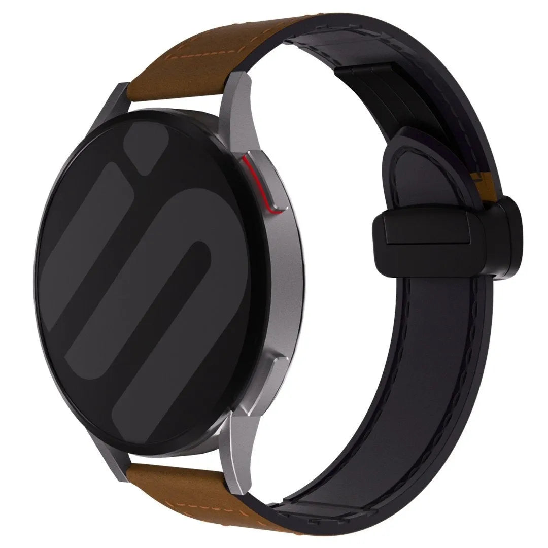 Bracelet en cuir avec boucle-D OnePlus Watch 3 (brun foncé)