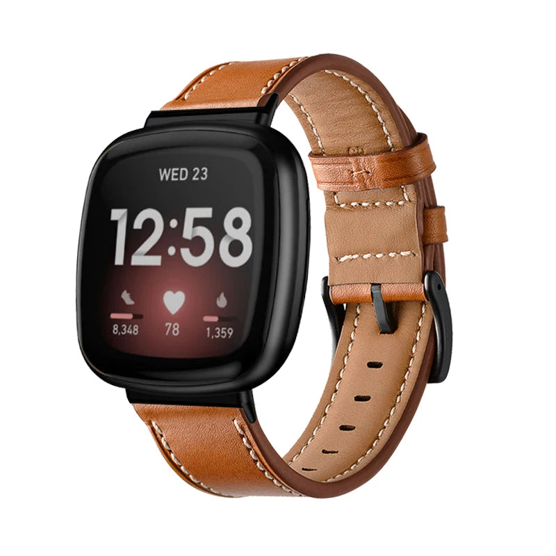 Bracelet en cuir Fitbit Sense (marron)