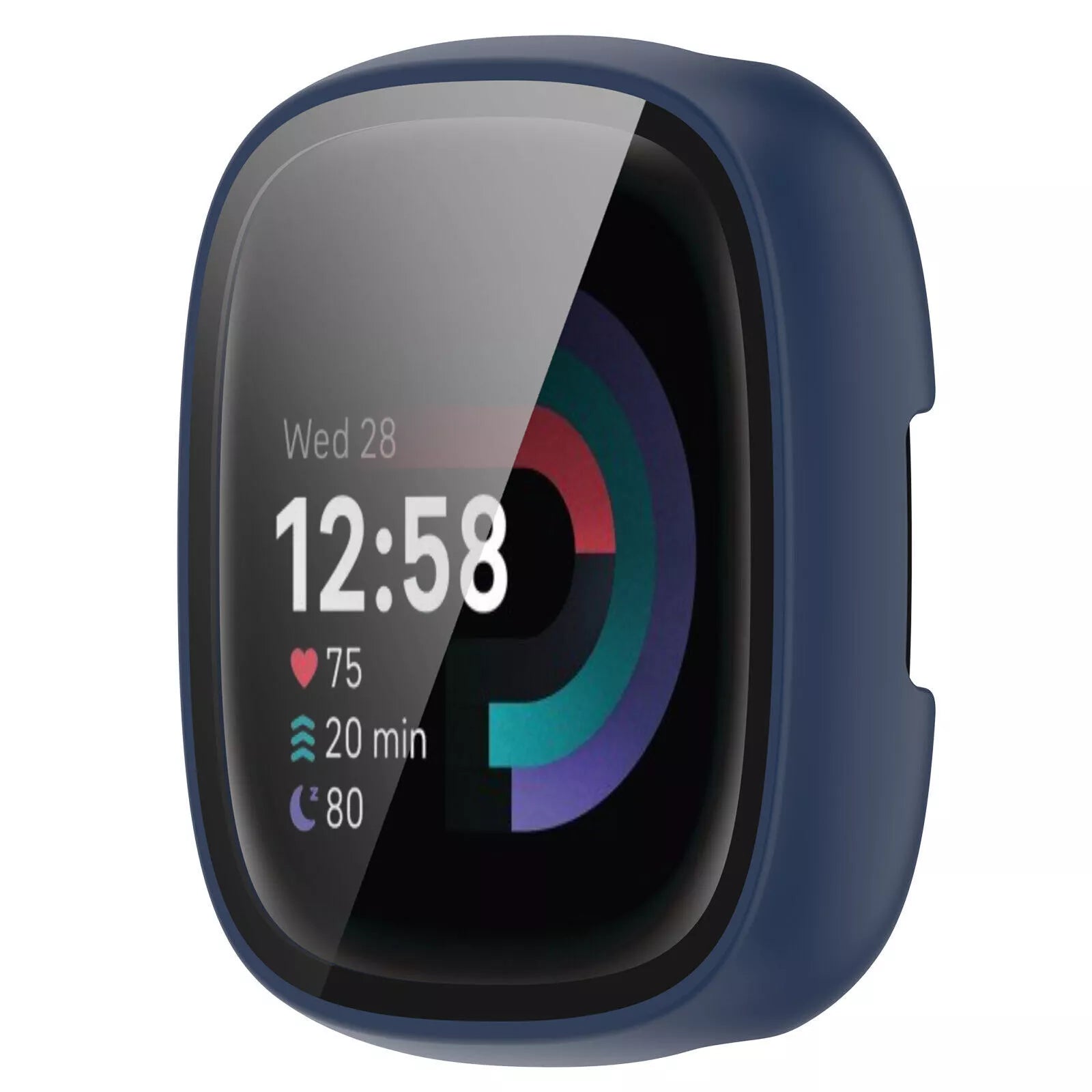 Coque rigide avec verre Fitbit Versa 4 / Sense 2 (bleu)