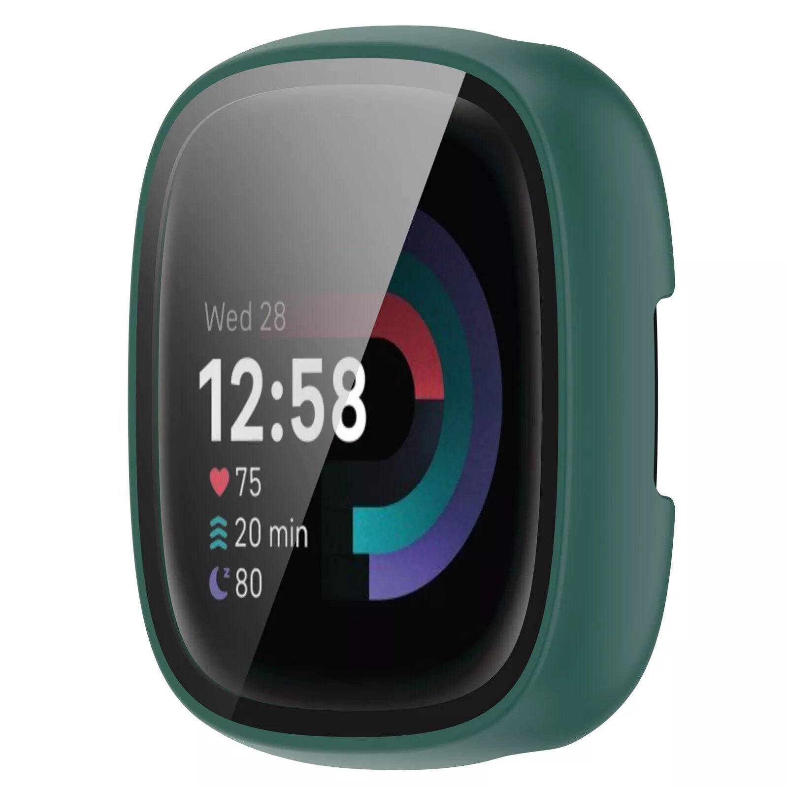 Coque rigide avec verre Fitbit Versa 4 / Sense 2 (vert)