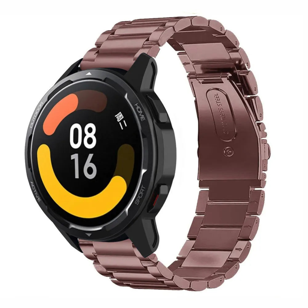 Steel Strap, bronze, on a watch, 3/4 front view