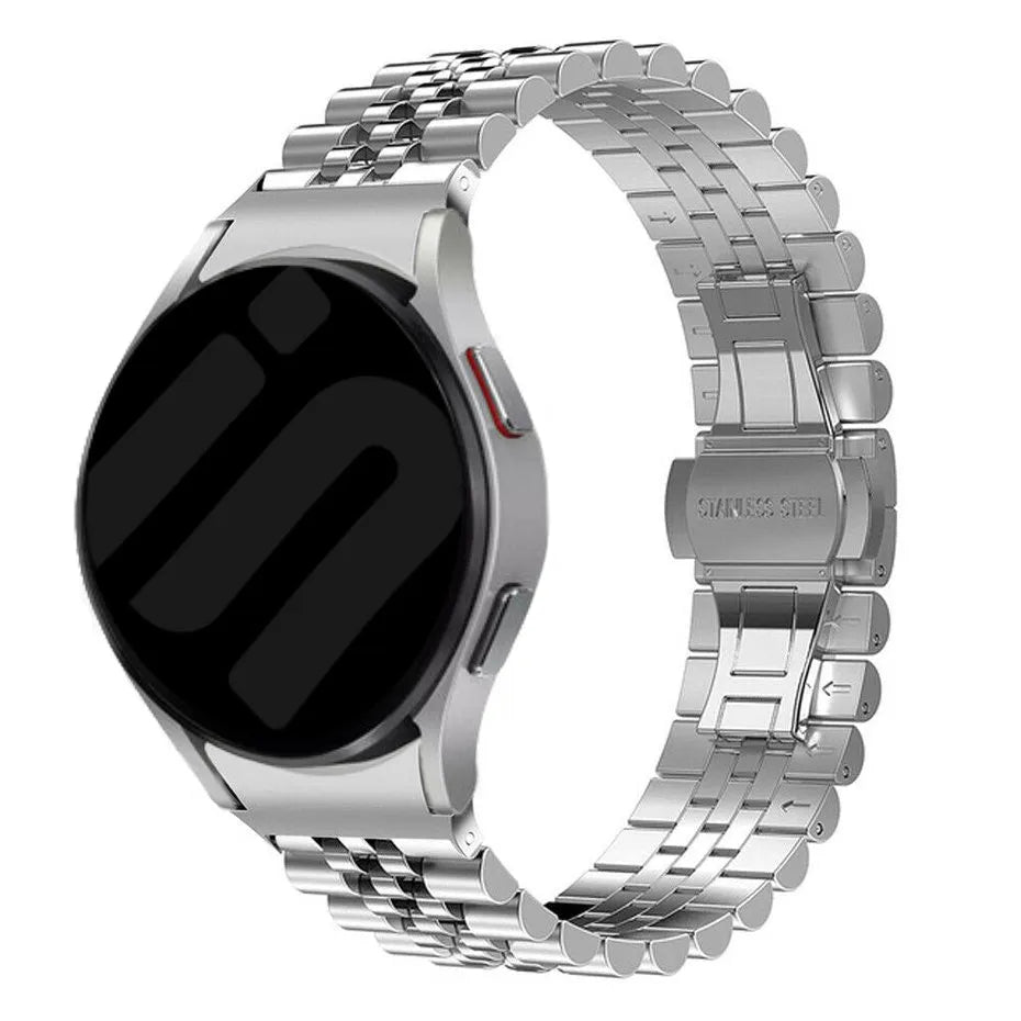 Jubilee Steel Strap, silver, on a watch, 3/4 front view