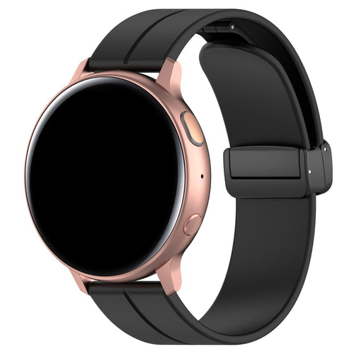 D-Buckle Silicone Strap, black, on a watch, 3/4 front view