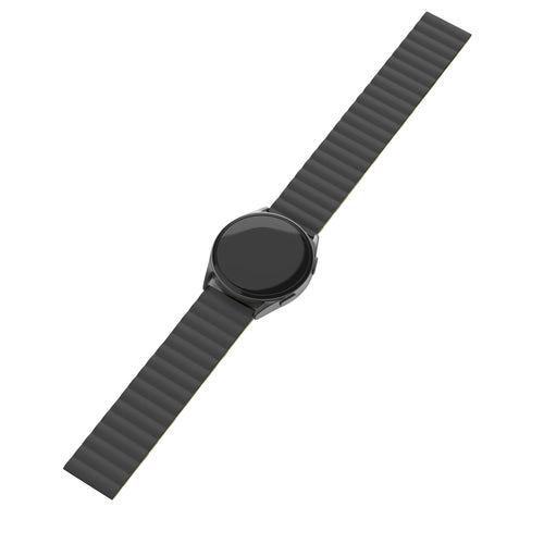 Magnetic Silicone Strap, black/yellow, on a watch, 3/4 front view