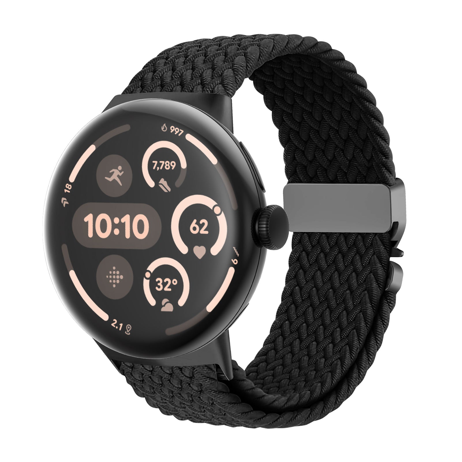 Bracelet tressé à maillons-P Google Pixel Watch 3 - 45mm (noir)