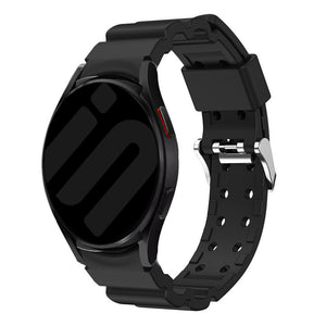 Silicone Strap 'Armour', black, on a watch, 3/4 front view