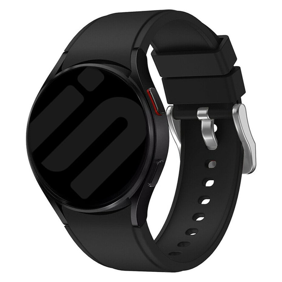 Silicone Strap 'Perfect Fit', black, on a watch, 3/4 front view