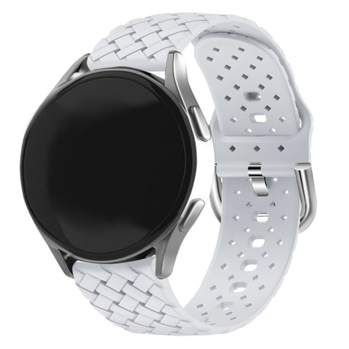 Braided Silicone Strap, grey, on a watch, 3/4 rear view