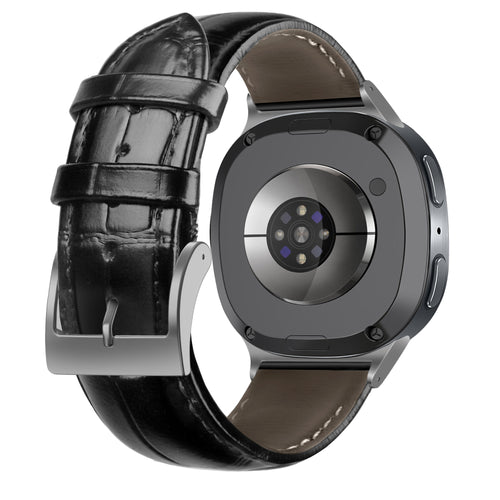 Bracelet cuir cocodrile Samsung Galaxy Watch 8 Classic (noir)
