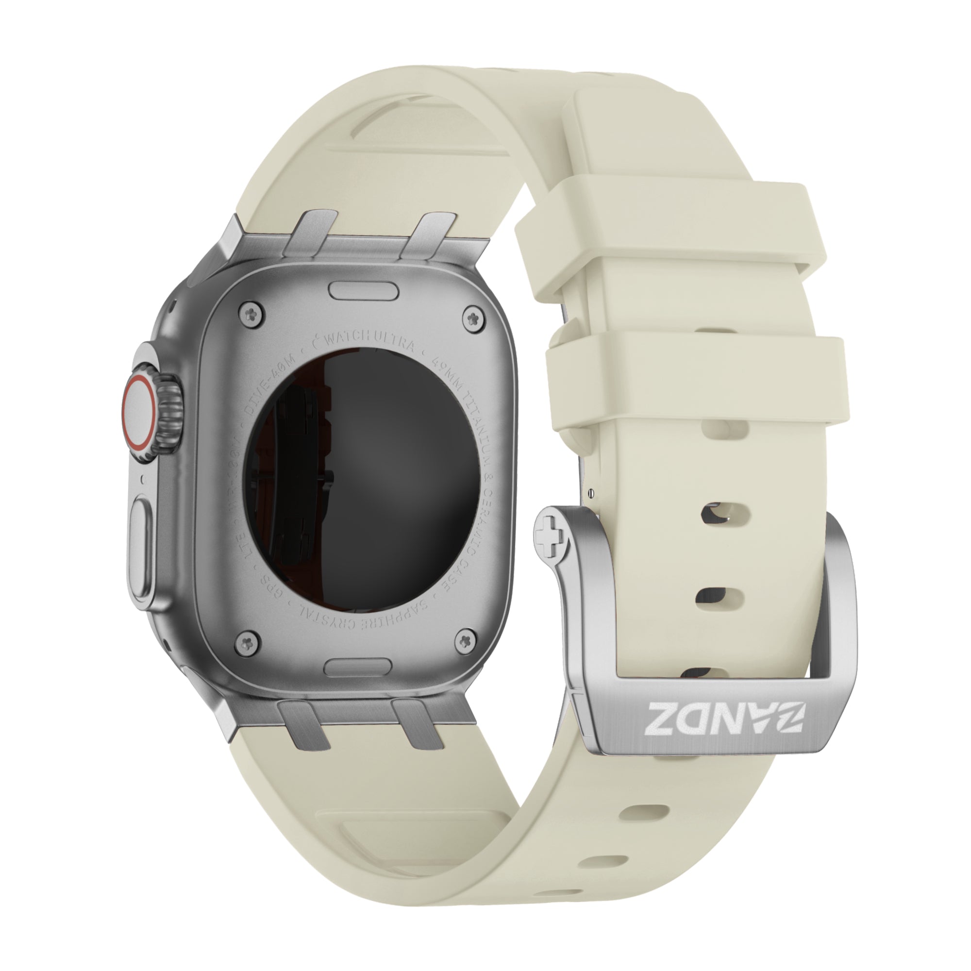 Bandz Bracelet silicone 'Luxe Liquid' Apple Watch Ultra (beige avec argent)