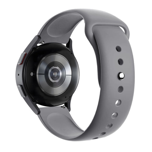 Silicone Sport Strap 'Deluxe', grey, on a watch, 3/4 rear view