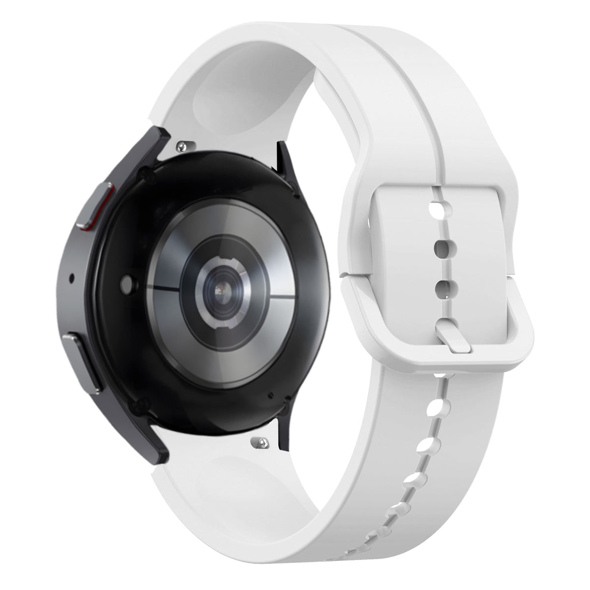 Silicone Strap 'Extreme', white, on a watch, 3/4 rear view