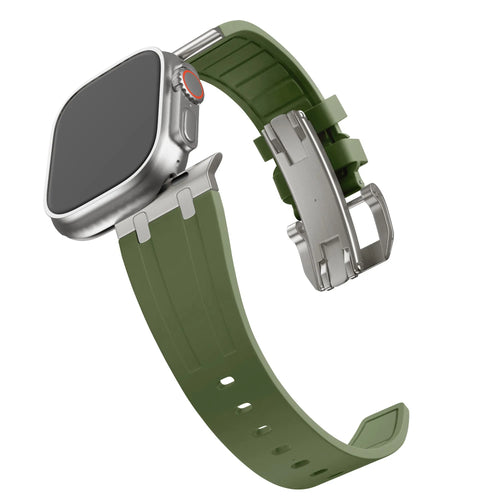 Bandz Bracelet silicone 'Luxe Liquid' Apple Watch (vert/titane)