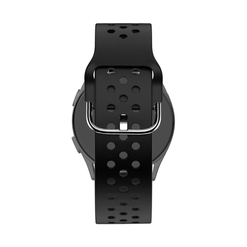 Silicone Sport Strap 'Air', black, on a watch, 3/4 rear view
