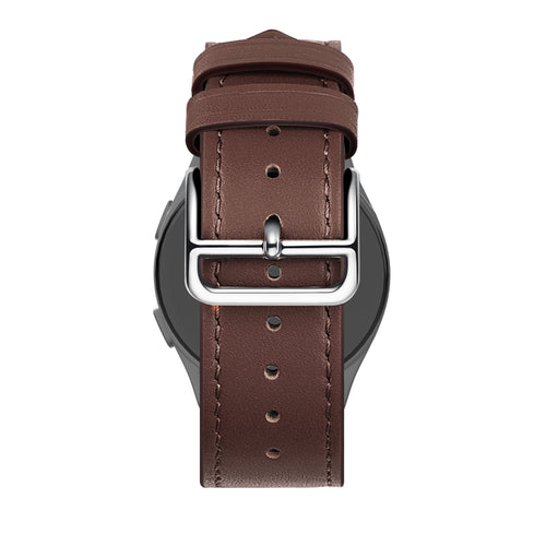 Leather Strap 'Deluxe', brown, on a watch, 3/4 rear view