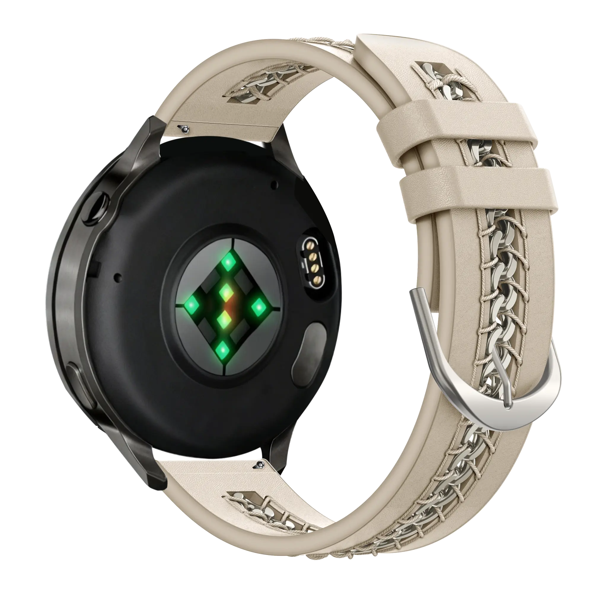 Bandz Bracelet cuir 'Chains' Garmin Vivomove Luxe (beige)