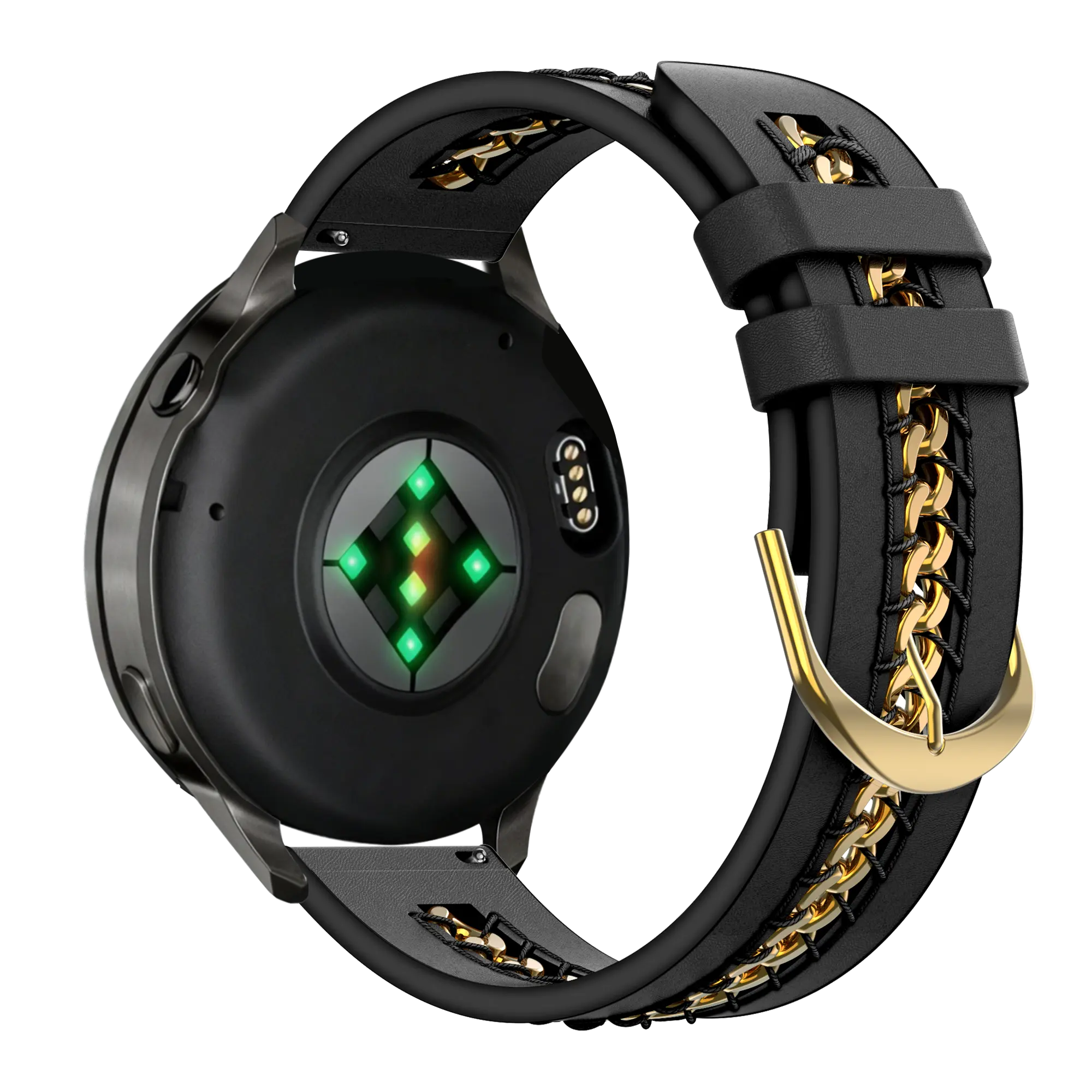 Bandz Bracelet cuir 'Chains' Garmin Vivomove Luxe (noir)