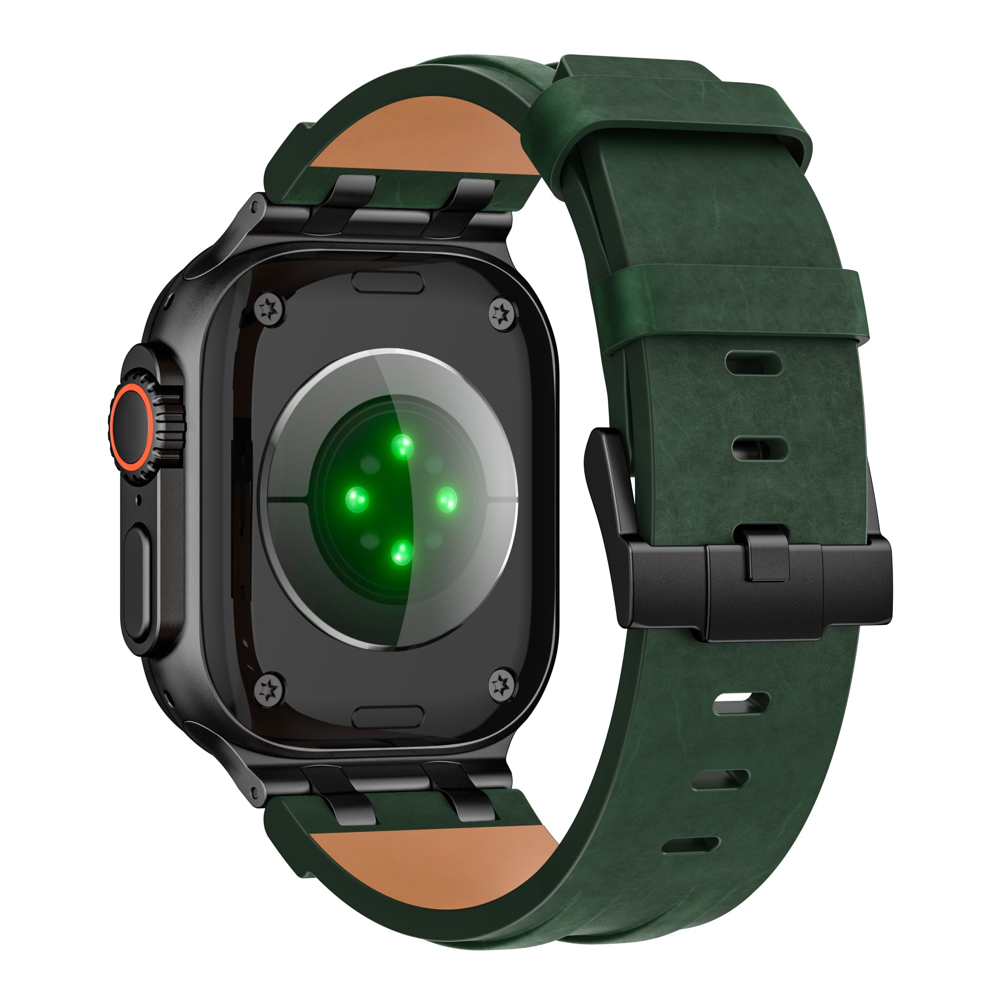 Bracelet cuir solide Apple Watch Ultra (vert foncé)