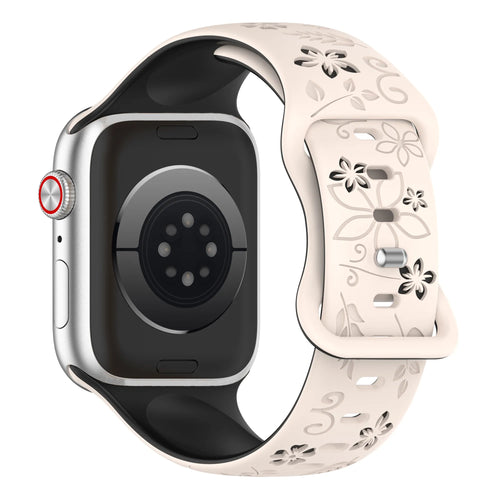 Apple Watch Flower Silicone Strap (Starlight/Black)