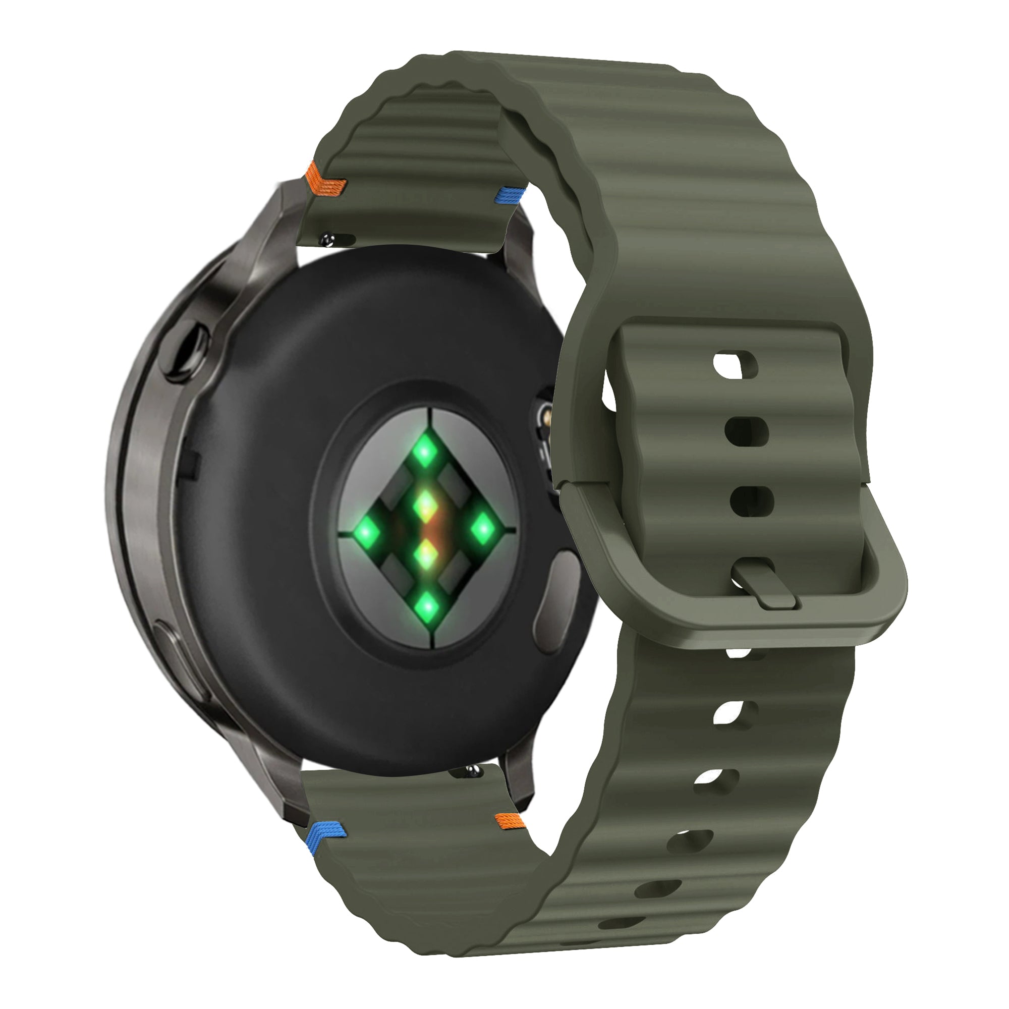 Bandz Garmin Venu 4 - 45mm Silicone Strap 'Wave' (Army Green)