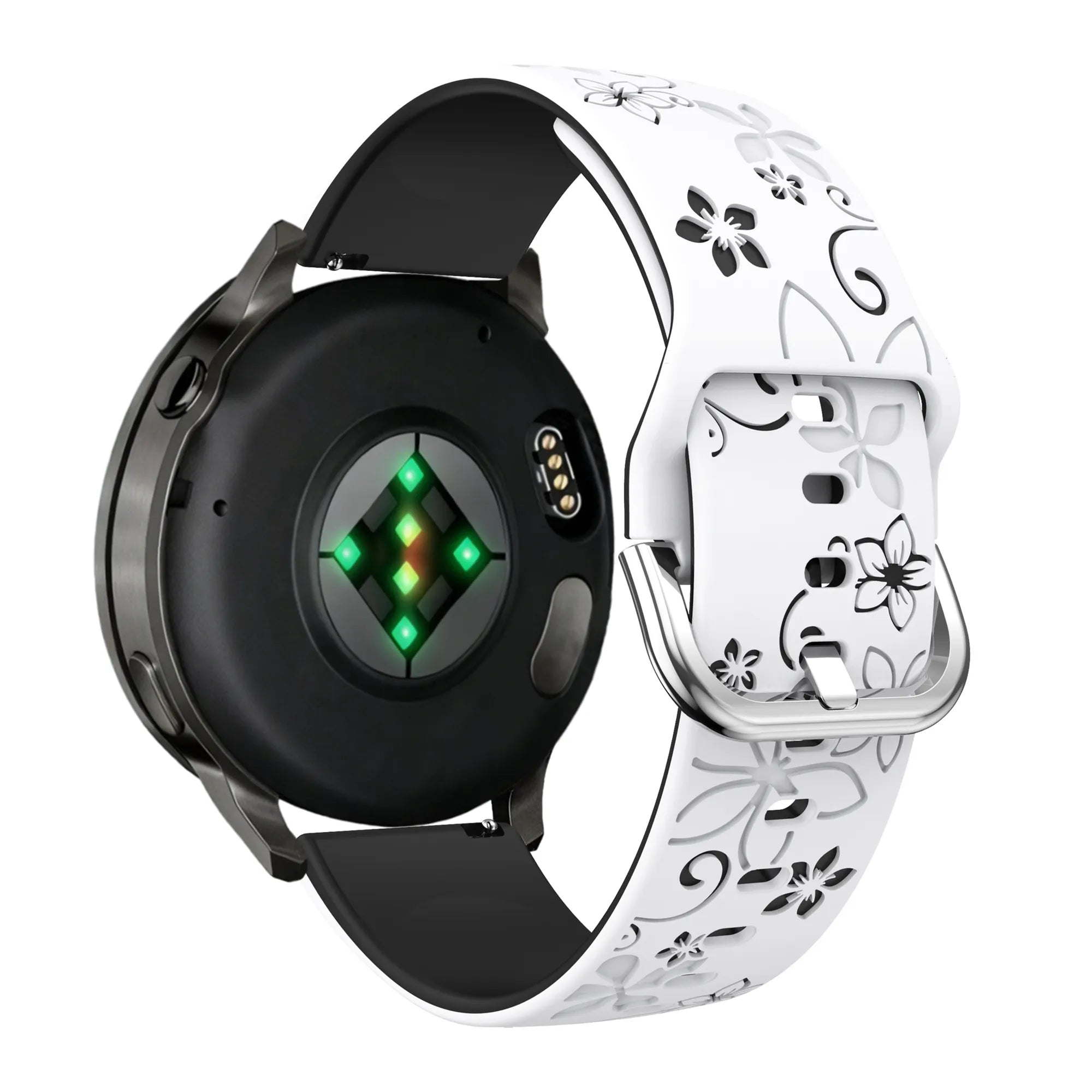 Bandz Bracelet silicone 'Fleurs' Garmin Venu SQ 2 (blanc/noir)