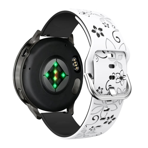 Bandz Bracelet silicone 'Fleurs' Garmin Vivomove Sport (blanc/noir)