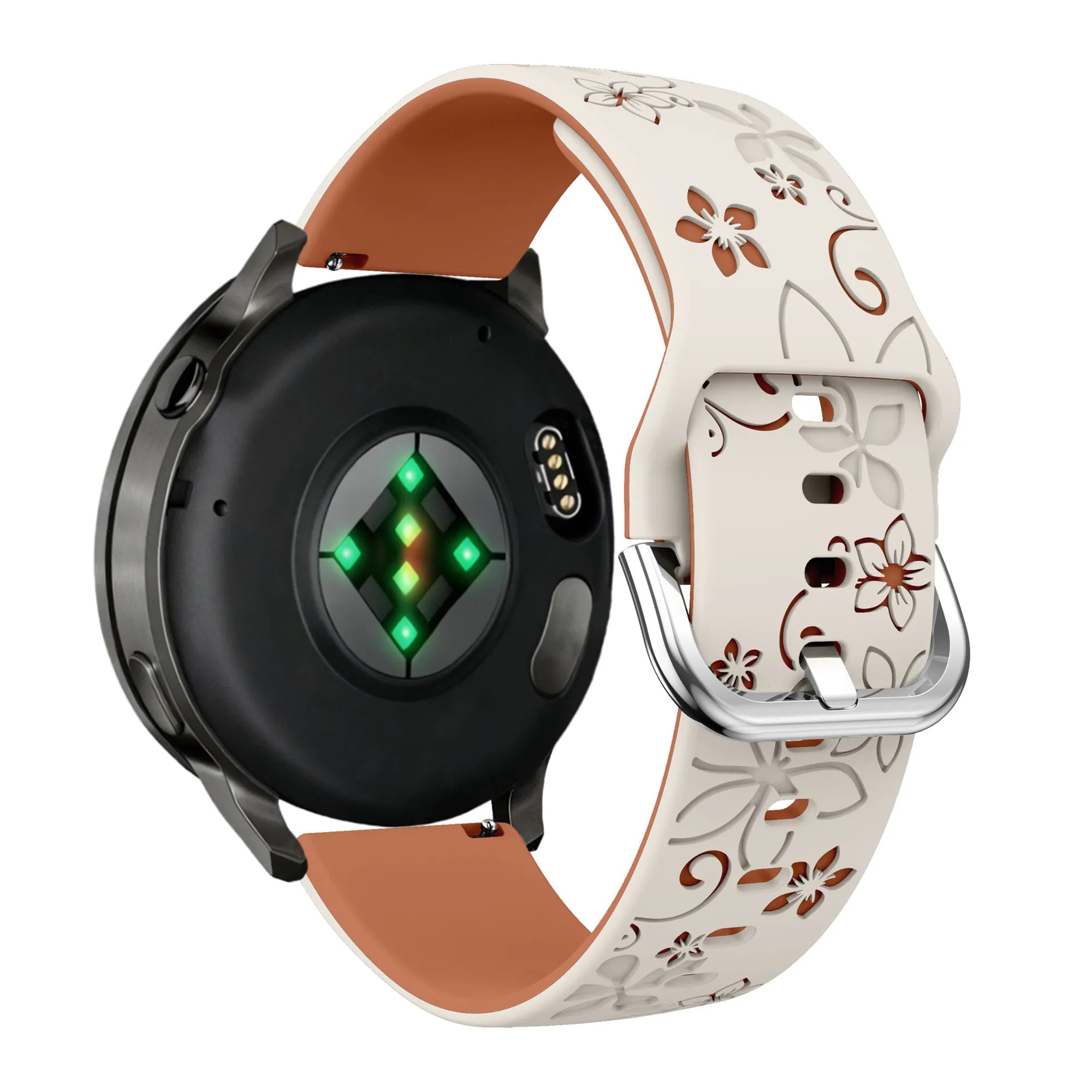Bandz Bracelet silicone 'Fleurs' Garmin Vivomove 3 (lumière stellaire/marron)