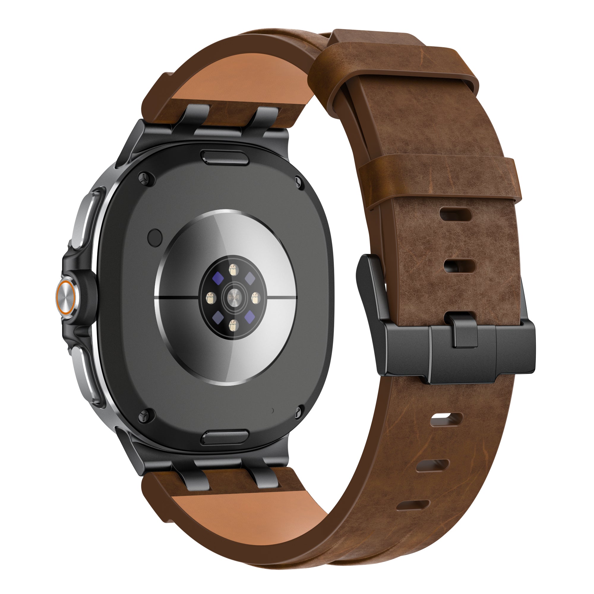 Bracelet cuir solide Samsung Galaxy Watch 8 - 44mm (marron foncé)