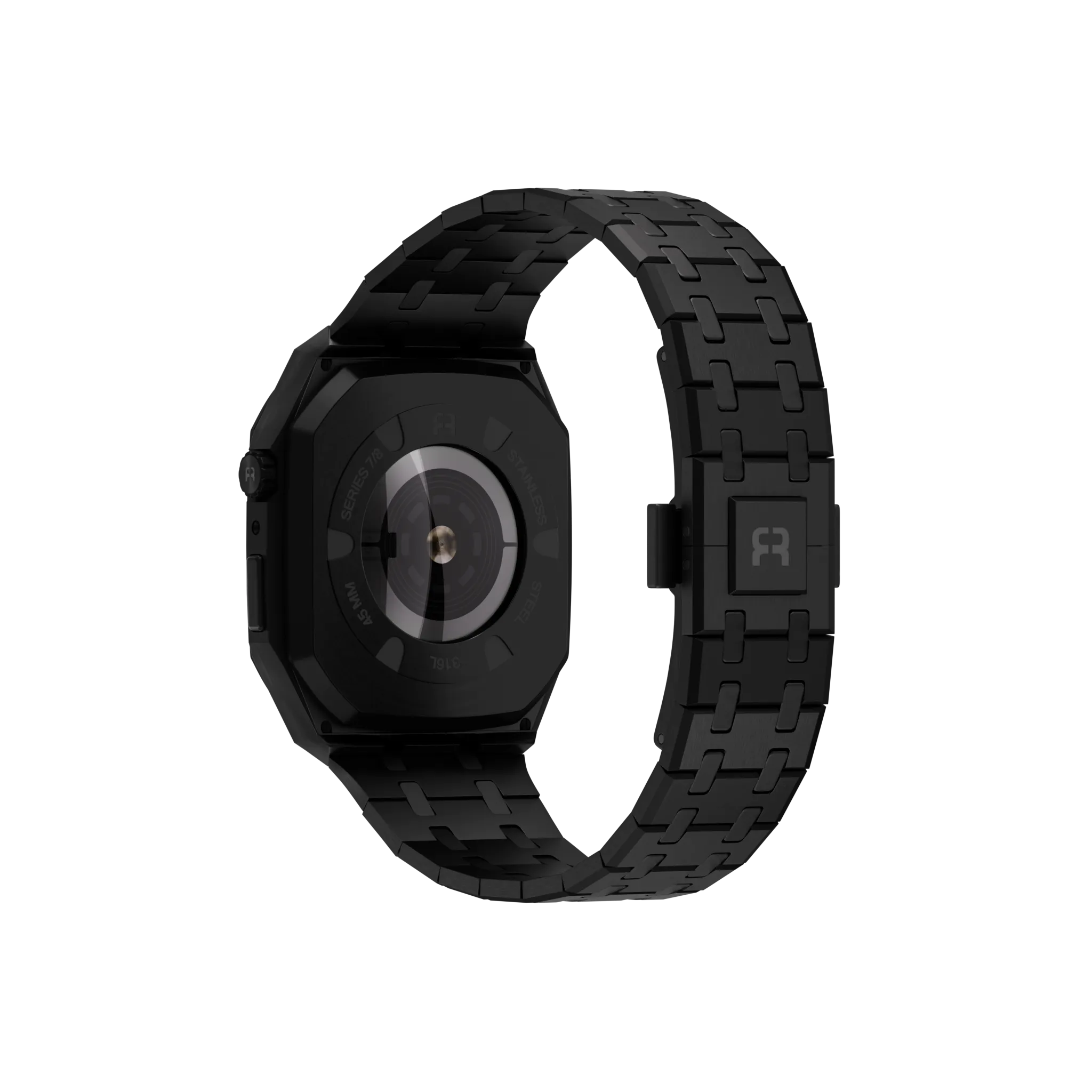 Reqior Boîtier avec bracelet en acier Apple Watch 45mm (noir)