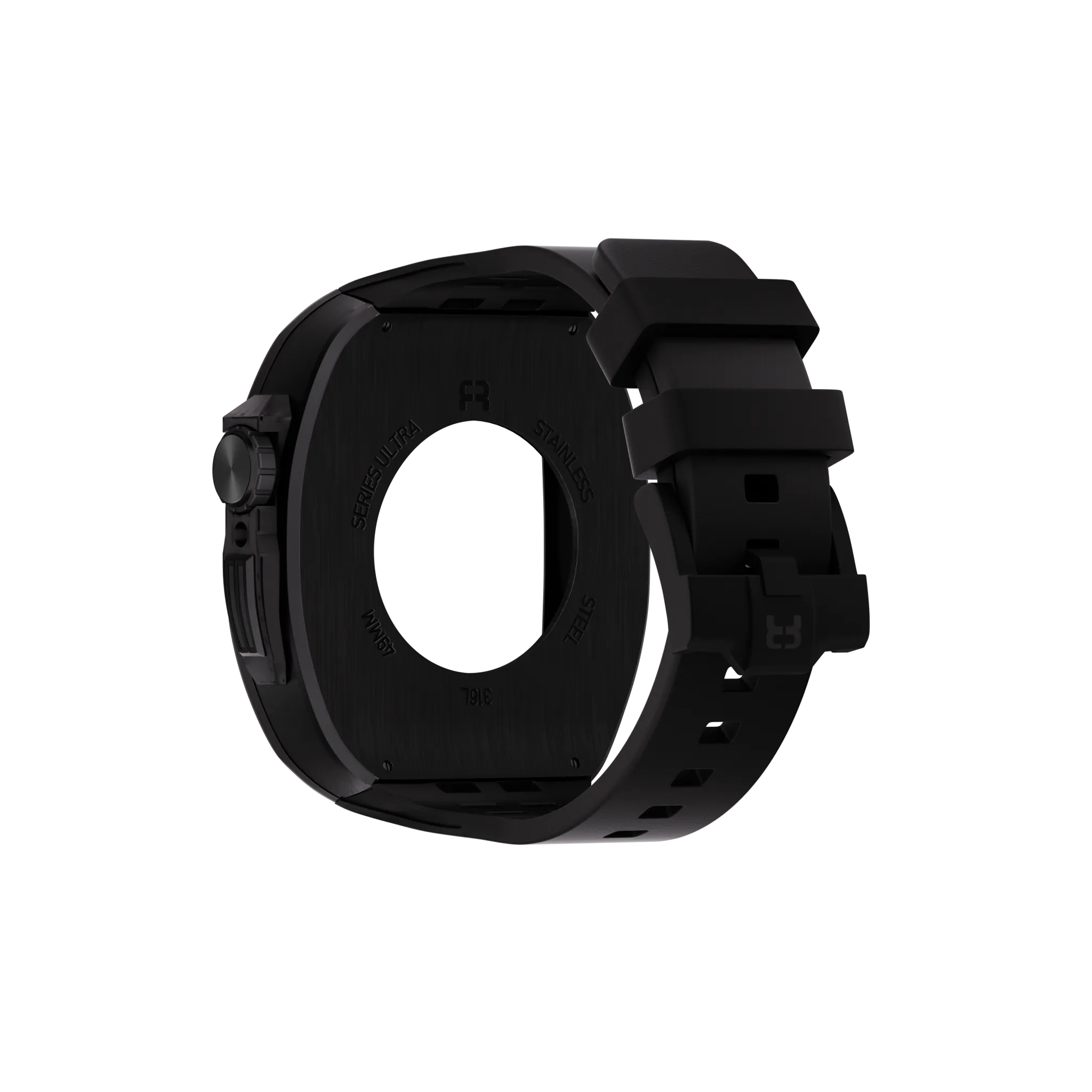Reqior Boîtier en polymère et acier avec bracelet en caoutchouc Apple Watch 45mm (noir)
