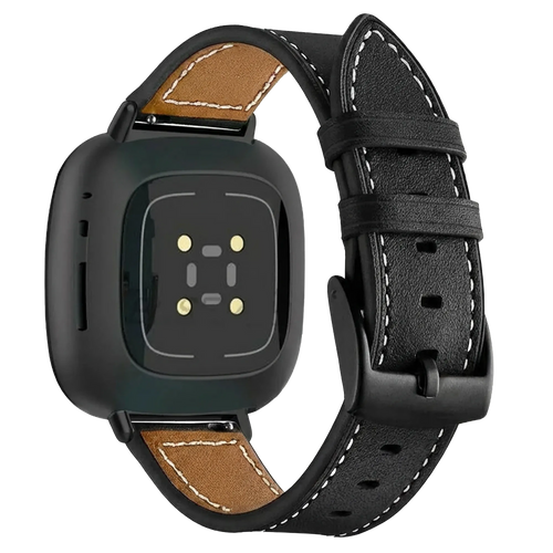Bracelet cuir Fitbit Versa 4 (noir)