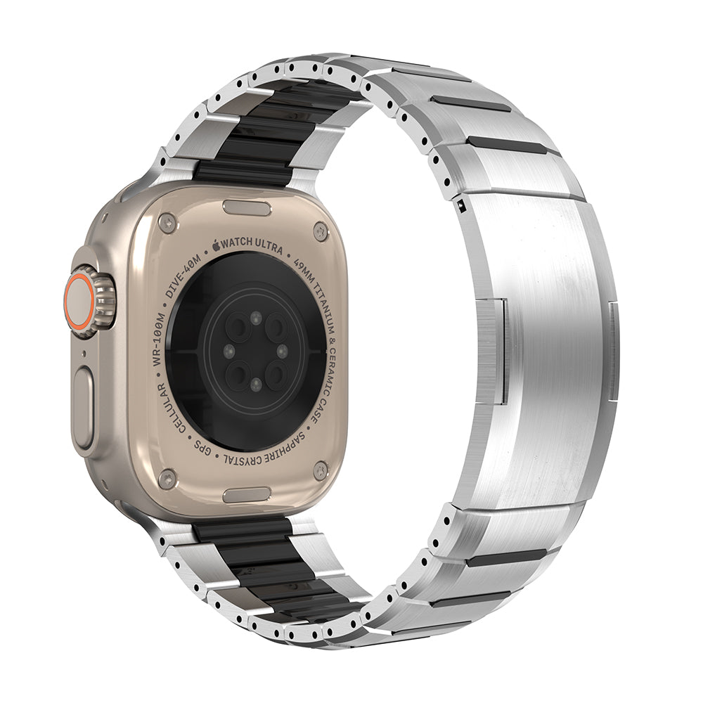 Bracelet acier hybride Apple Watch Ultra (titane/noir)