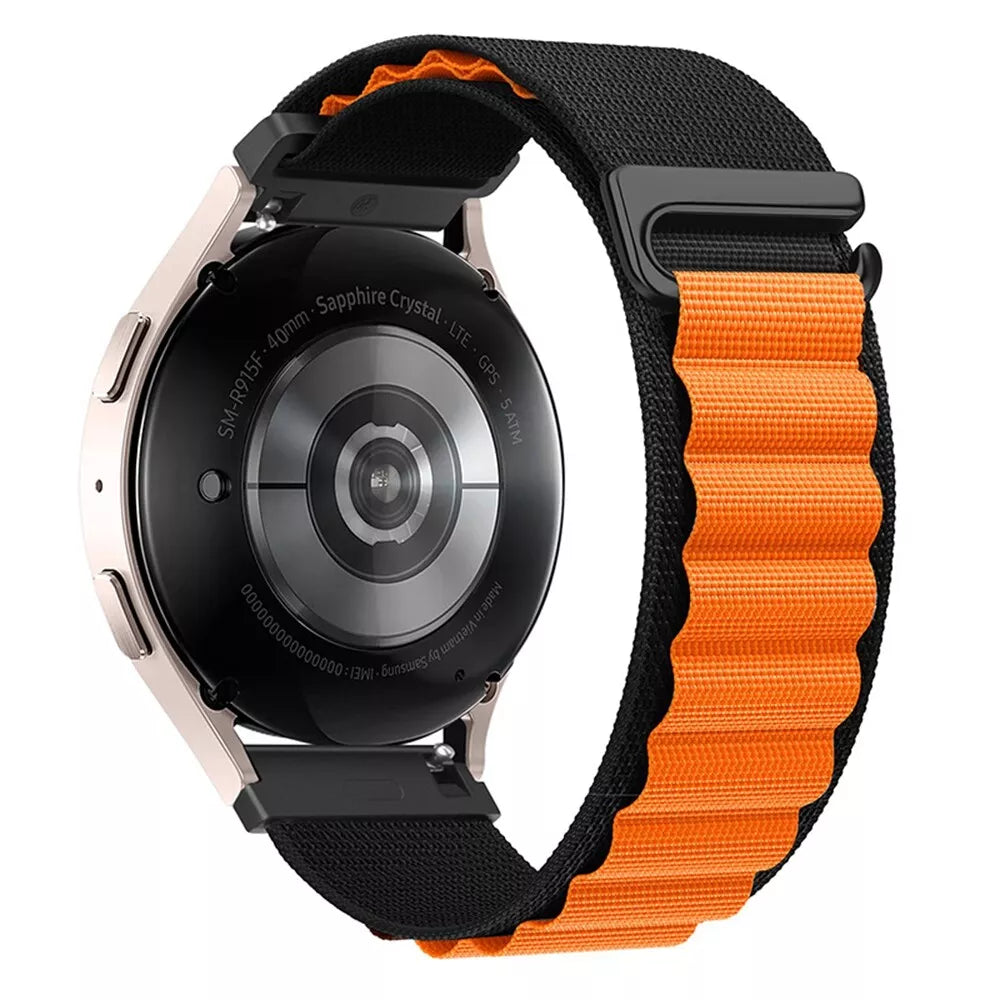 Bracelet nylon Alpine Huawei Watch 5 - 46mm (noir/orange)