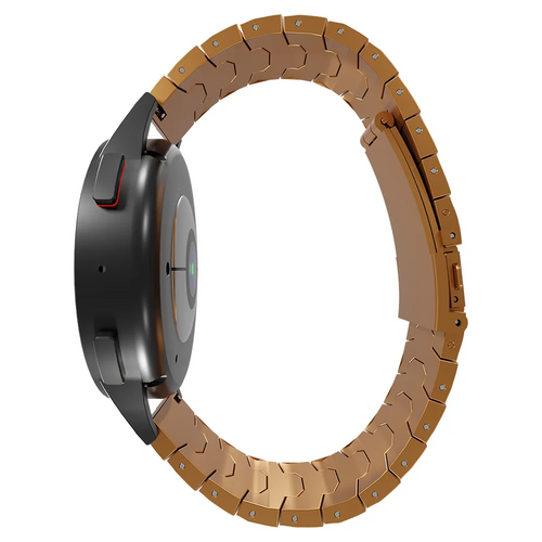 Steel Iron Strap, rose gold, on a watch, 3/4 rear view