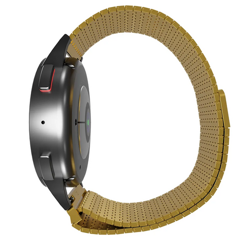 Metal Mesh Strap 'Deluxe', gold, on a watch, 3/4 rear view