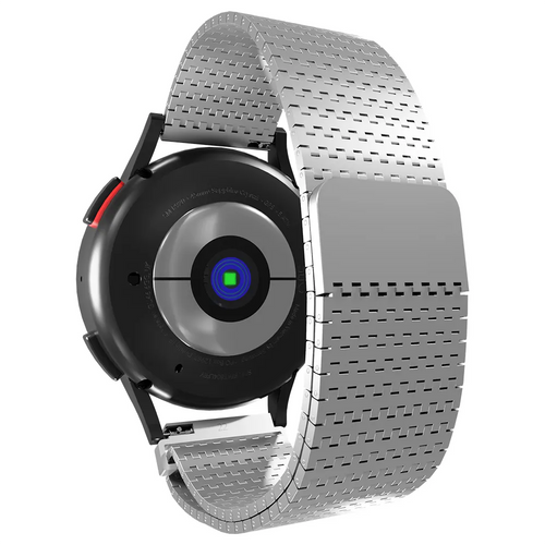 Metal Mesh Strap 'Deluxe', silver, on a watch, 3/4 rear view