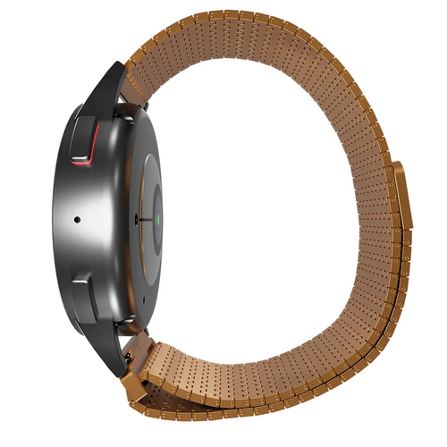Metal Mesh Strap 'Deluxe', rose gold, on a watch, 3/4 rear view