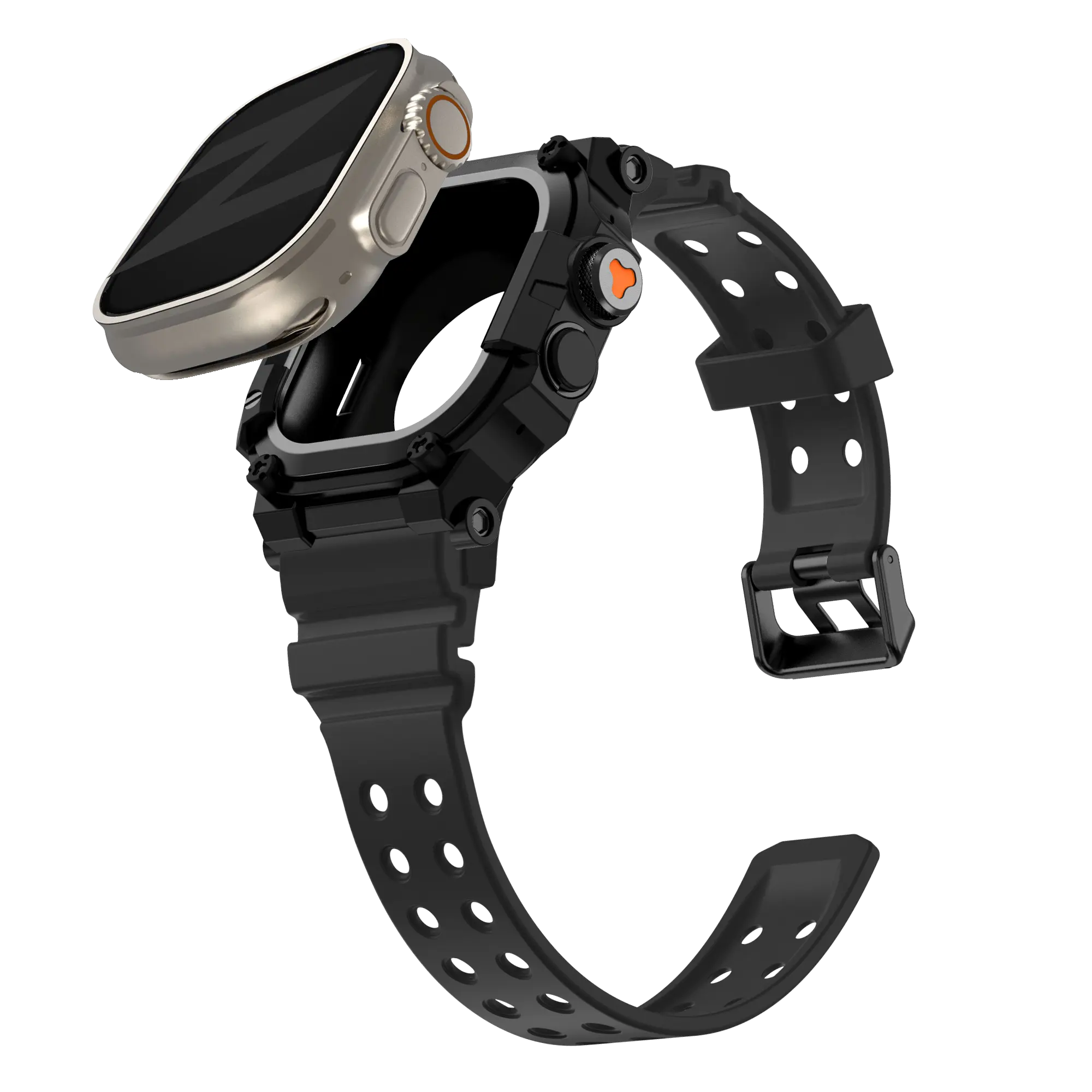 Bandz Bracelet TPU avec coque Apple Watch Ultra (noir avec noir)