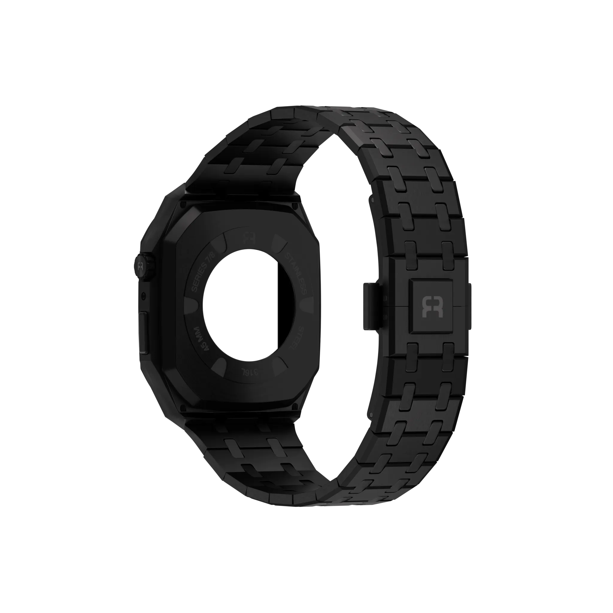 Reqior Boîtier avec bracelet en acier Apple Watch 45mm (noir)