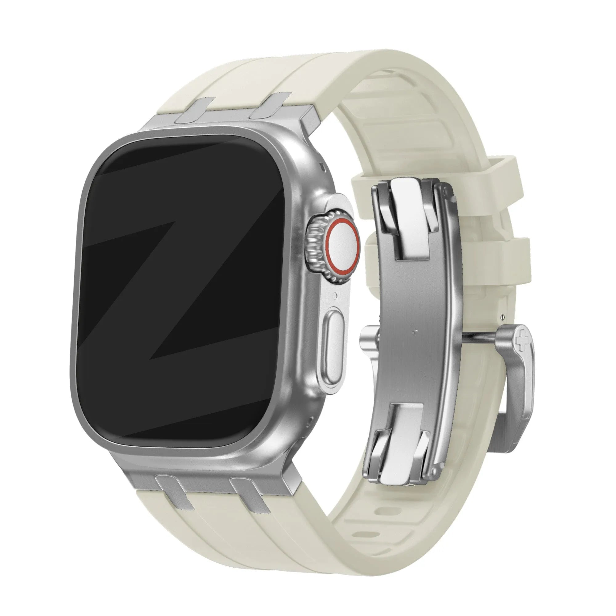 Bandz Bracelet silicone 'Luxe Liquid' Apple Watch (beige/argent)
