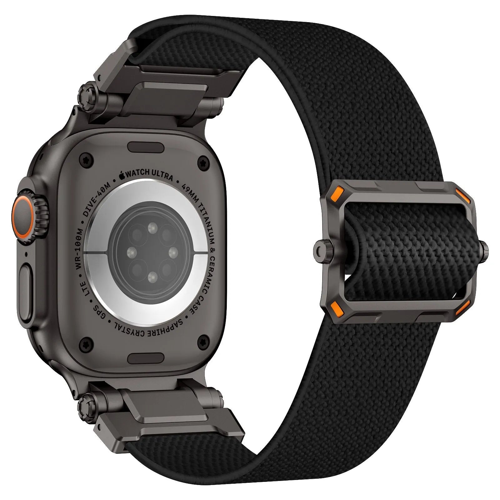 Bracelet en polyester 'Explorer' Apple Watch (noir/noir)