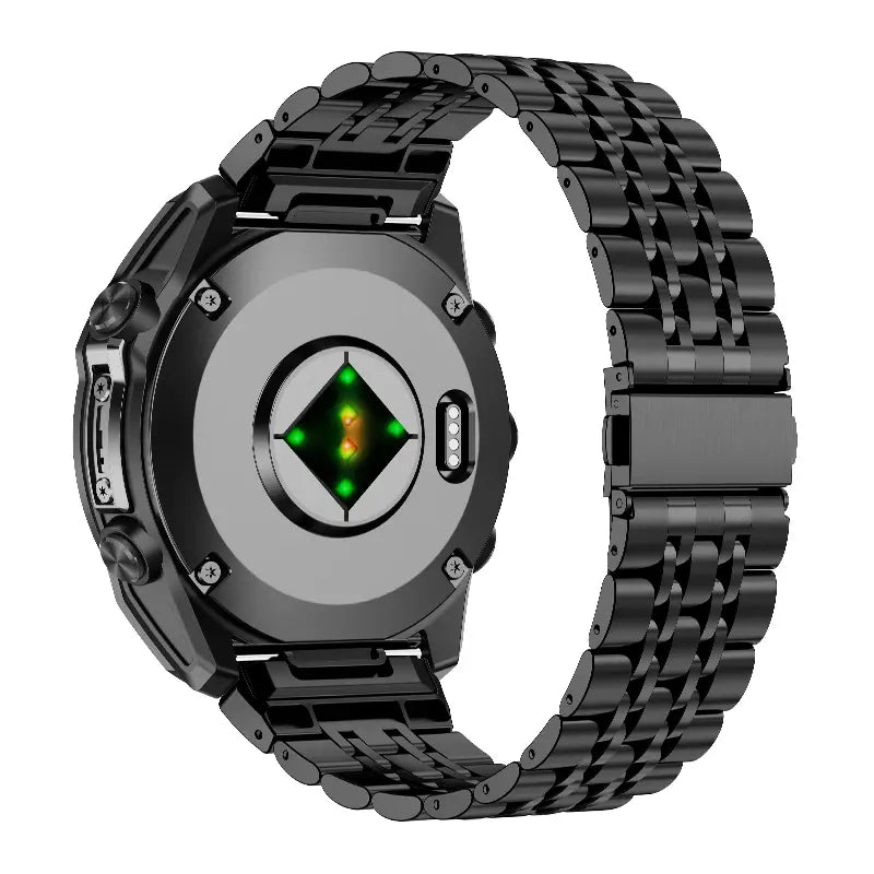 Garmin Fenix 5/6 Premium '7 bead' Steel Strap (Black)