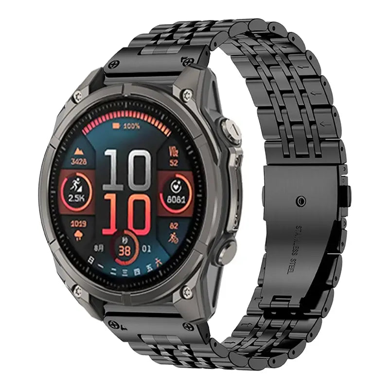 Garmin Fenix 5/6 Premium '7 bead' Steel Strap (Black)