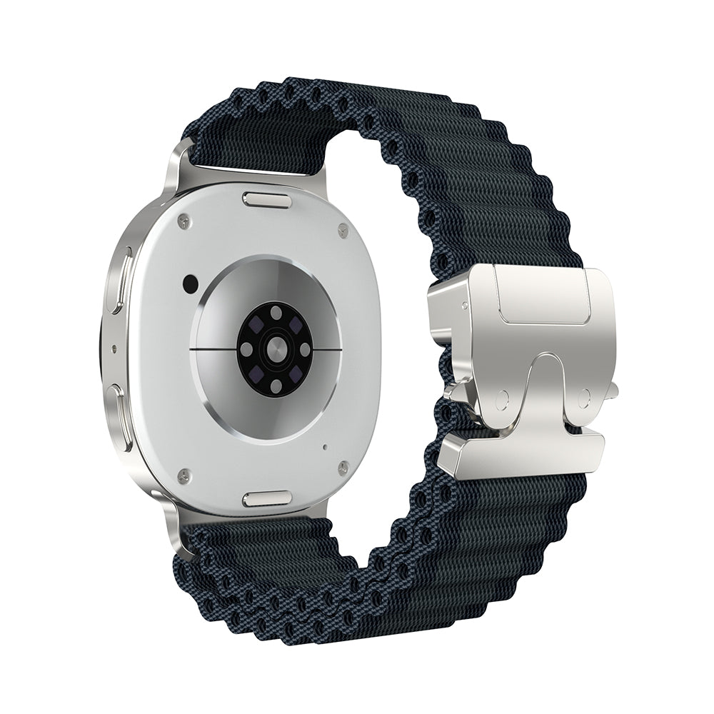 Bracelet nylon Outdoor avec boucle en P Samsung Galaxy Watch 8 Classic (noir avec argent)