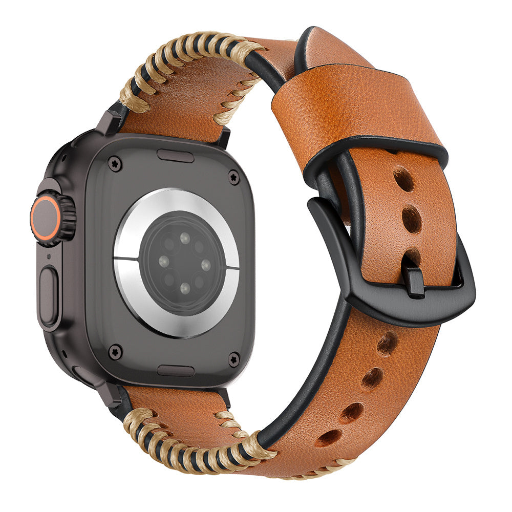 Bracelet cuir cousu Apple Watch Ultra (marron)