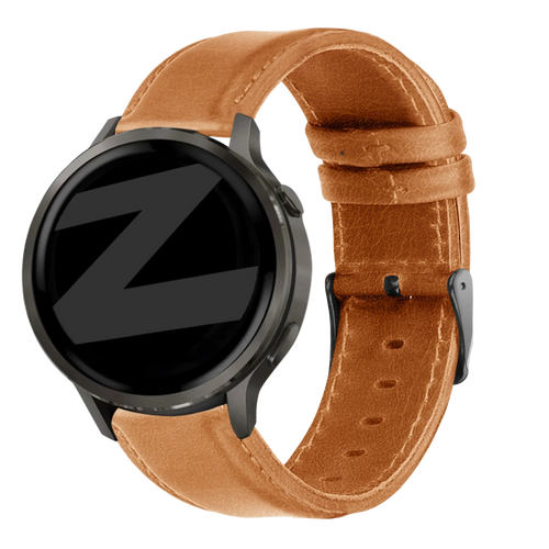 Bandz Garmin Forerunner 255 Leather Strap 'Classic' (Brown)